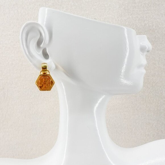 Tory Burch Mother of Pearl Geo Drop Earrings Gold OS - Picture 8 of 12